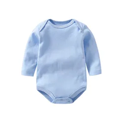 Unisex soft cotton rompers baby bodysuit long sleeve white