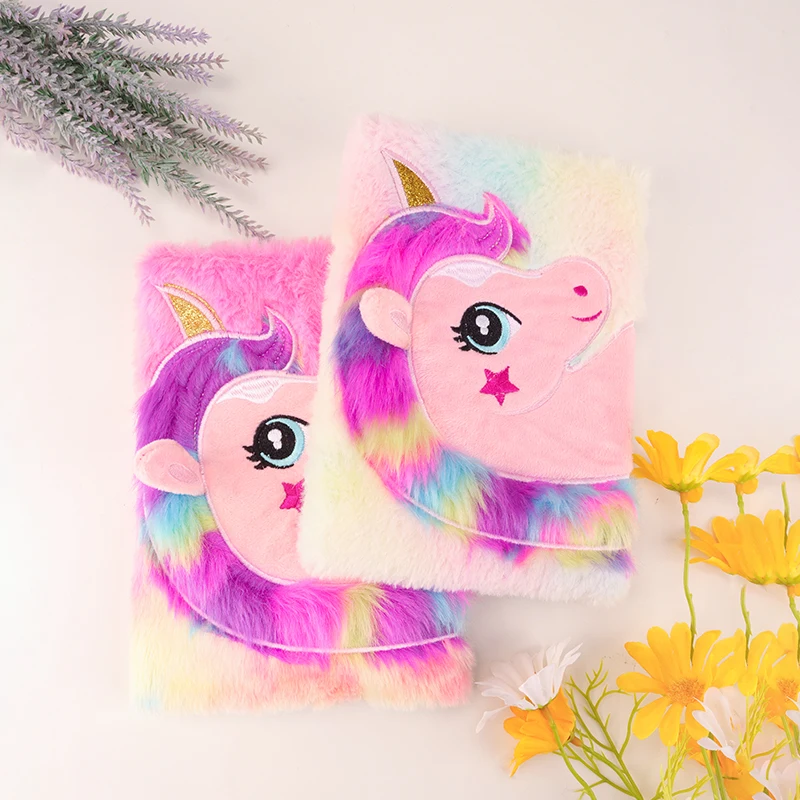Soft Touch Diary Fur Manufacturer Plush Diary ,Plush Animal Type Girl Dream Sweet Journal/ Student Notebook