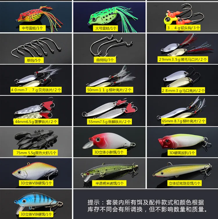 
Soft Hard Lure Baits Tackle Set Bionic Bass Trout Salmon Minnow Popper Crank Rattlin Pencil Fishing Lure Set Kit 
