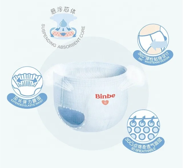 
Free sample surface dry Q shape ultrathin pant type diapers for baby 