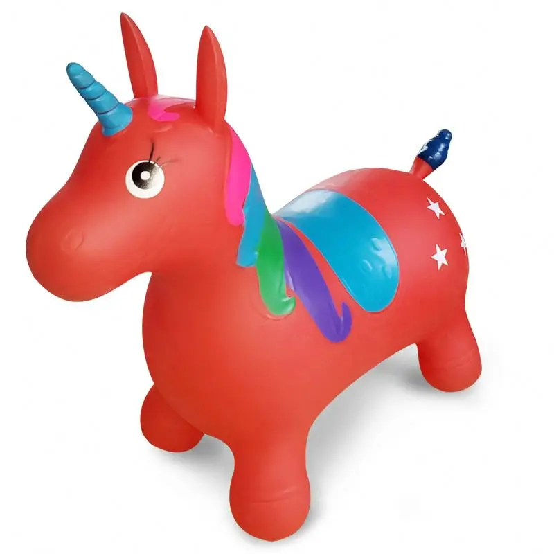 Children Cute Unicorn Inflatable Ride on Animal Toys Jumping Horse Bouncy Sports Games Toys for Kids Baby