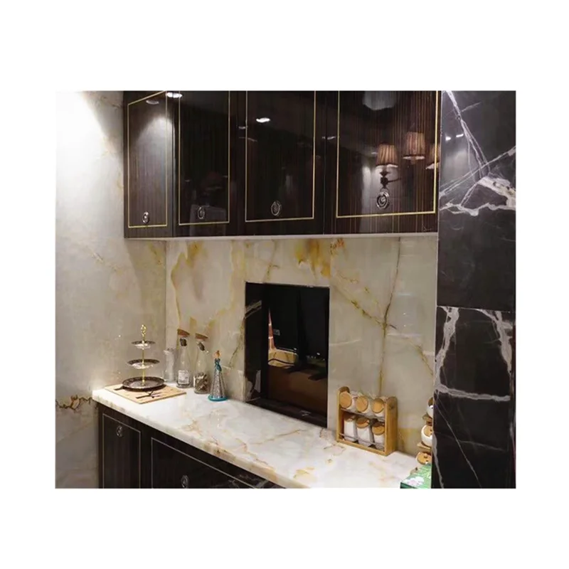 factory price white onyx with golden veins stone countertop