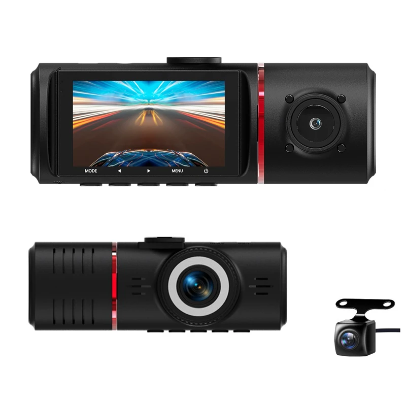  3 канала Dash Cam 1080P камера тройной способ Автомобильный видеорегистратор камеры переднего и заднего вида с ночным видением для DVR салона автомобиля