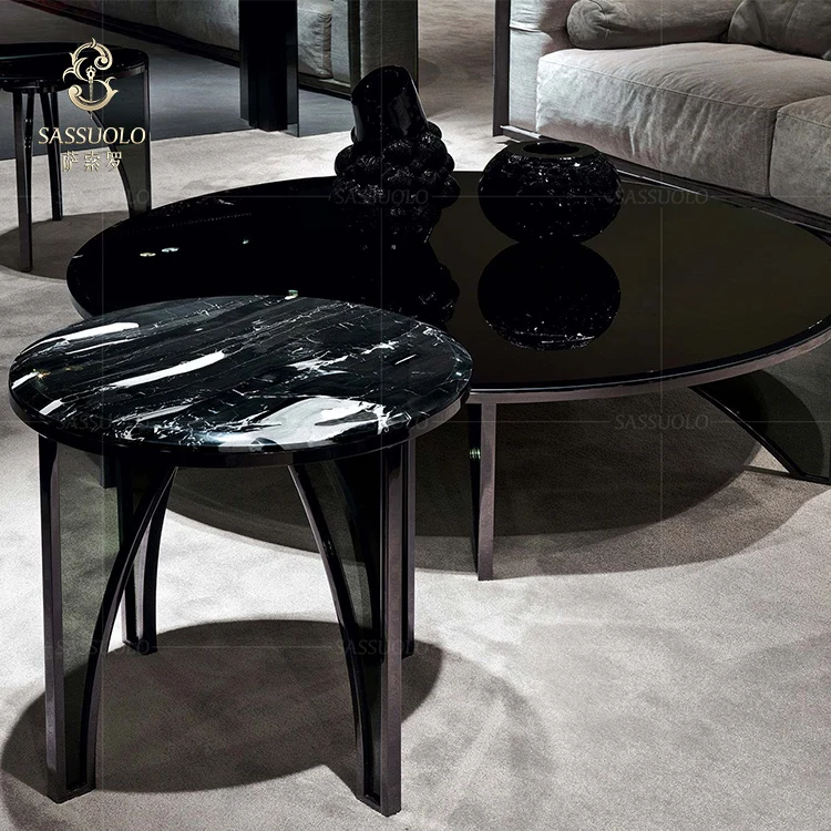 SASSUOLO Italian oval marble coffee table luxury centre table post-modern corner table designs