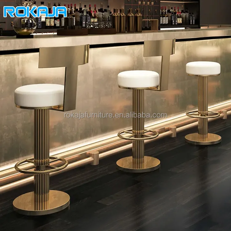 Hot Sale Bar Stools 360 Rotating Lift Backrest Metal High Stool Bar Chair Modern Luxury Home Front Desk Upholstered Bar Chairs