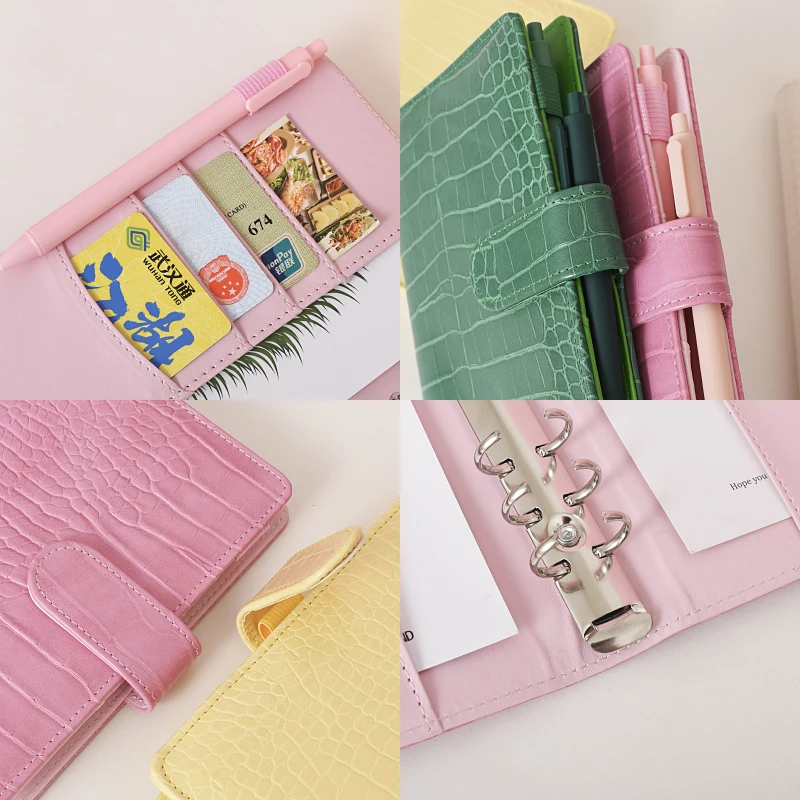 2023 New custom leather notebook Budget Binder Wallet A5 A6 Pocket Planners Ring Binders notebook and pen set