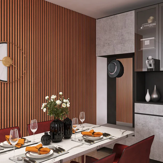 KASARO High Quality Interior Decor Natural Wood Veneer Slat Wall Panel Acoustic Panels For Hotel Apartments