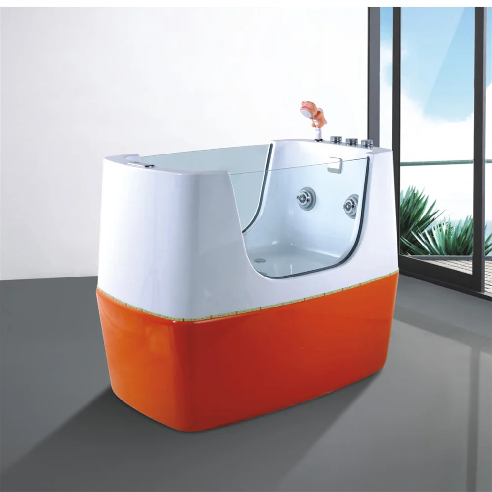 Modern Acrylic Freestanding Bathtub with Massage Function Deep Soak Small Bathroom Soaking Acrylic Bath Tub