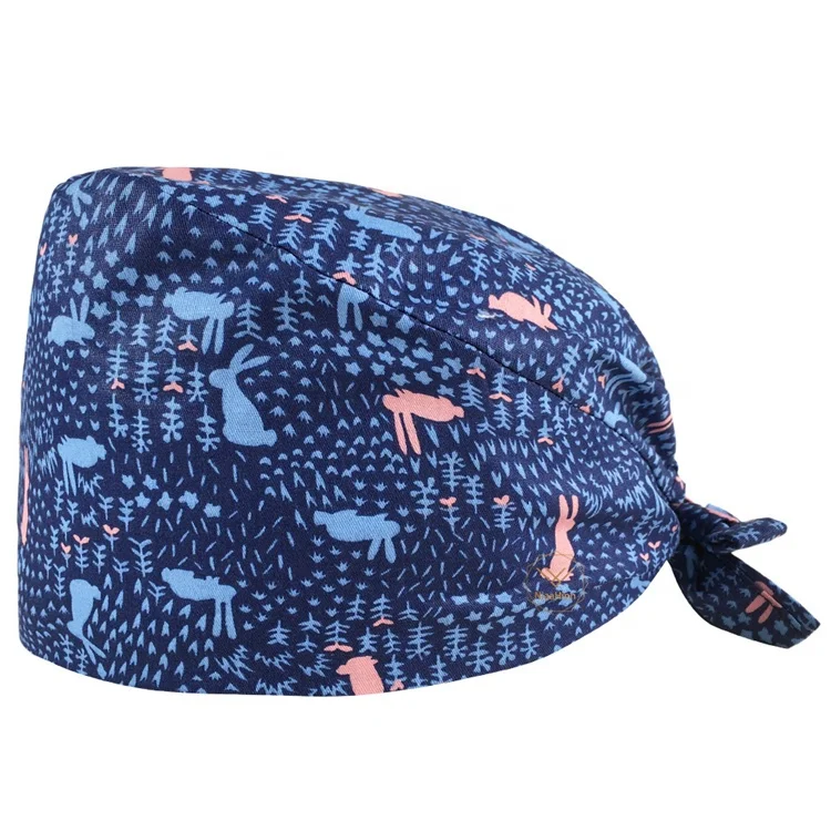 2021 New Custom Unisex Hair Hats Adjustable Doctor Working Nurse Scrub Caps Old Fashion Nurses Hat Hospital Cotton Print Cap