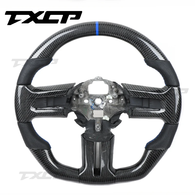 Carbon Fiber Steering Wheel Fit For Ford Mustang GT GT 5.0 S550 GT500 Shelby EcoBoost LED Mustang Steering Wheel