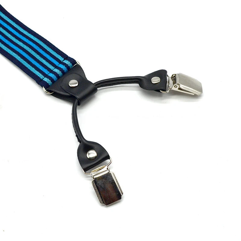 Stripe Suspenders Pants Men Elastic Y Shape Braces 4 Clips Suspender Belt 3.5*120cm Navy Suspender Male Red Black