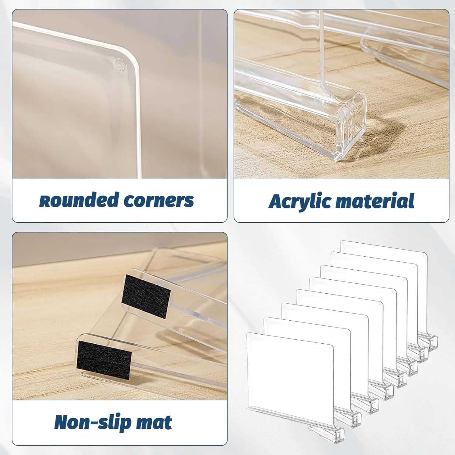 Amazon Hot Sale Closet Organizer Separator Plastics Shelves Clear Shelf Dividers Acrylic Shelf Dividers for Closet Organization