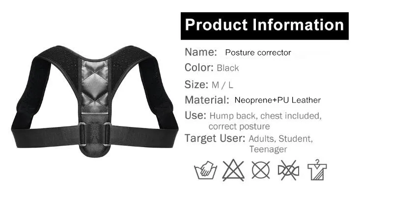 Neoprene Adjustable Back Posture Corrector Clavicle device Shoulder Brace Pain Relief