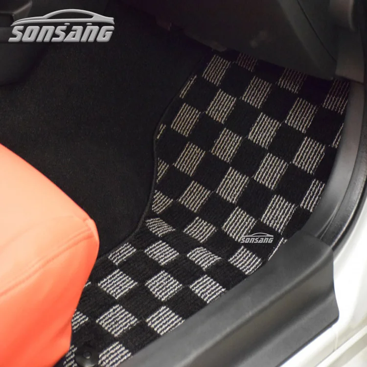 Custom checkered floor mats auto carpet tapetes pesoalizado floor mat car