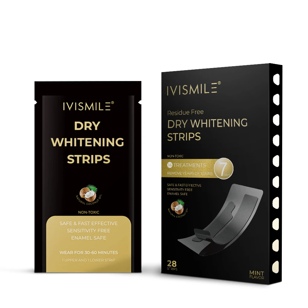 Daily Use Coconut Black Bamboo Charcoal Dry Teeth Whitening Strips For Teeth Stain Removal