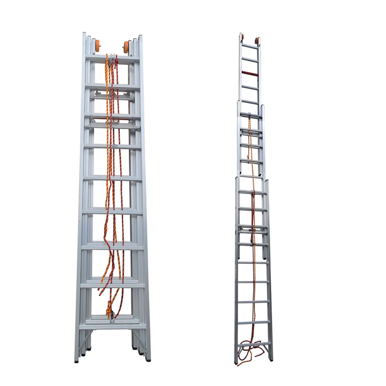 Aluminum alloy 3-piece fire ladder thickened folding single-sided elevator household 16 meter telescopic long ladder