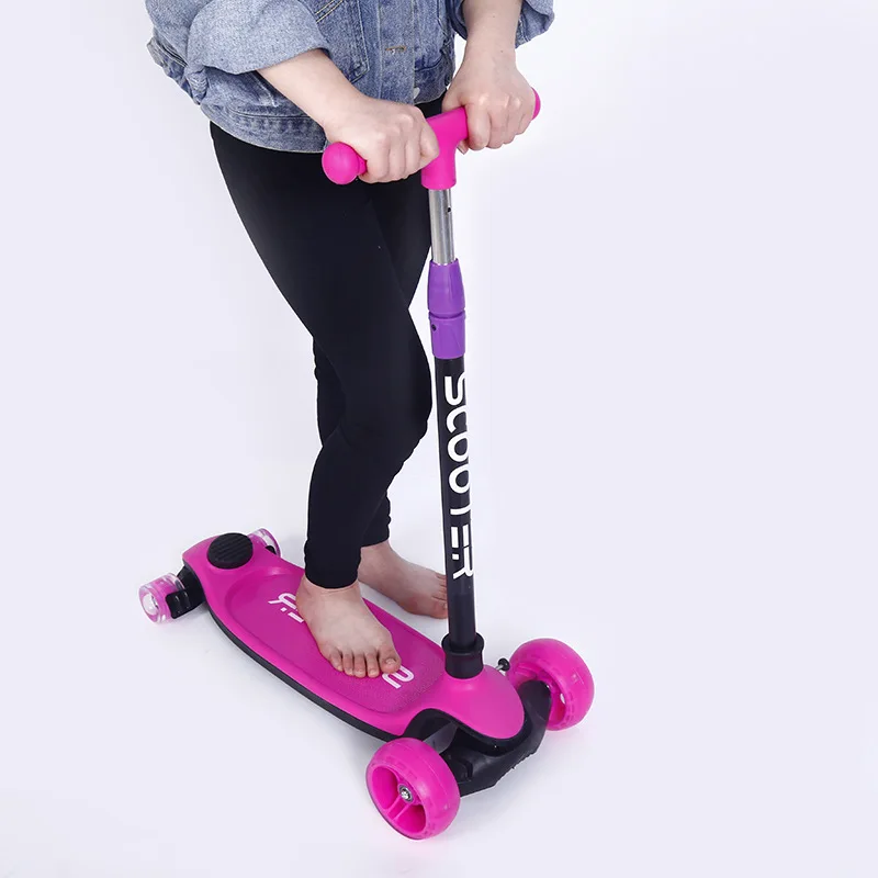 Four-wheeled kick scooters for kid with detachable foot pedal scooter 5MM widened PU flash wheel kick kids scooter