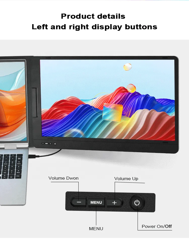 14' dual screen laptop HDR triple portable monitor for laptop FHD IPS hdr laptop screen extender portable