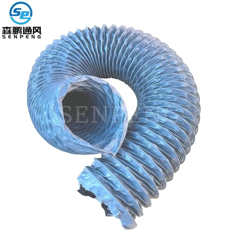 Flame Retardant PVC Grey Fabric Flexible Air Exhaust Ducting
