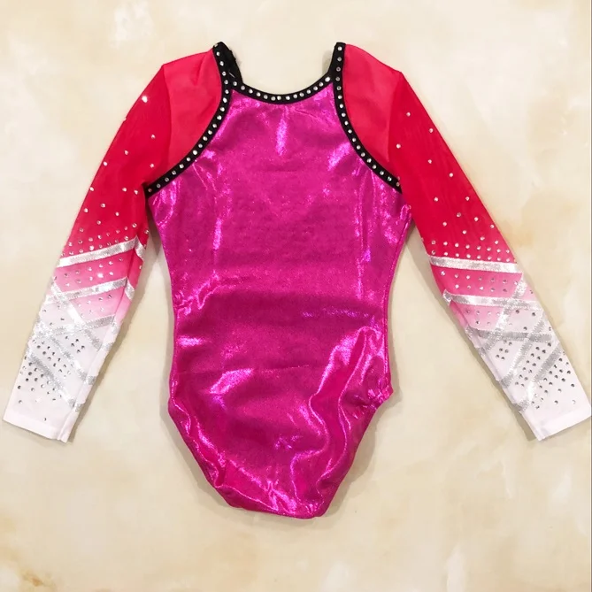 2020 new style long sleeve gymnastics leotard for girls ,competition leotard
