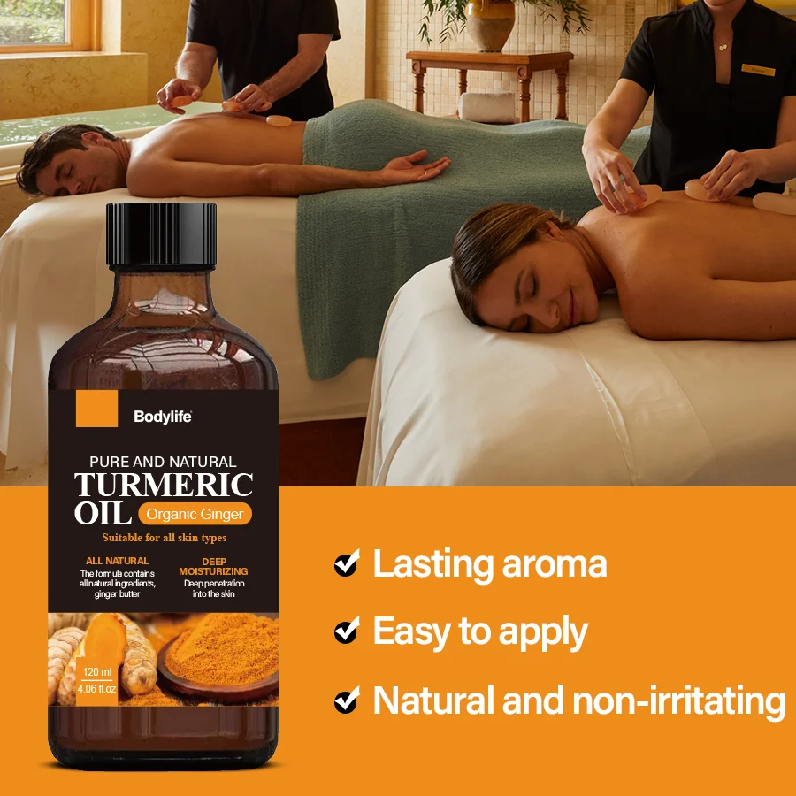 Natural Organic Turmeric Body Oil Face Wholesale Anti-inflamma Tory Repair Oil Keeps Skin Young firm Turmeric Body Oil