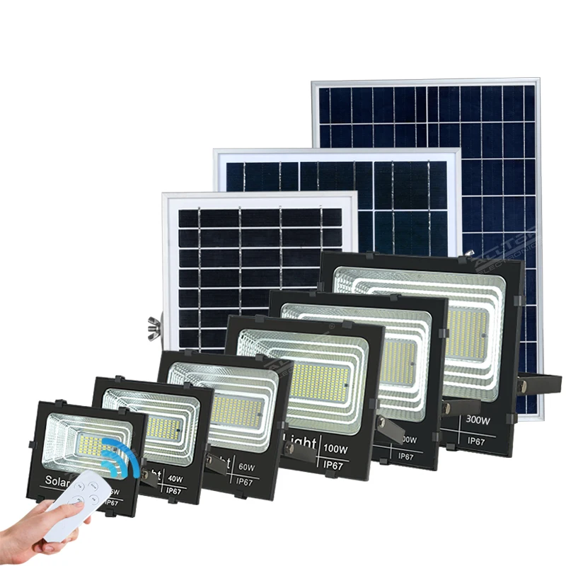  ALLTOP водонепроницаемый Ip65 25 Вт 40 60 100 200 300 Тонкий литой алюминиевый наружный светодиодный Солнечный Прожектор