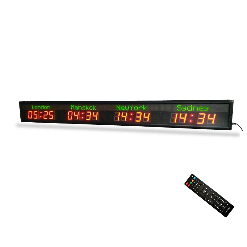 customization world time wall clock digital LED world clock large digital HD display and remote control function