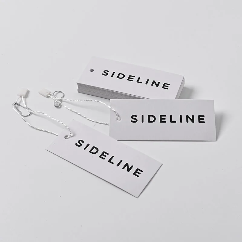 Custom 400 gsm paper hang tag perforated hang tag with logo print,clothing logo hang tag for Tshirt/clothing,string tag