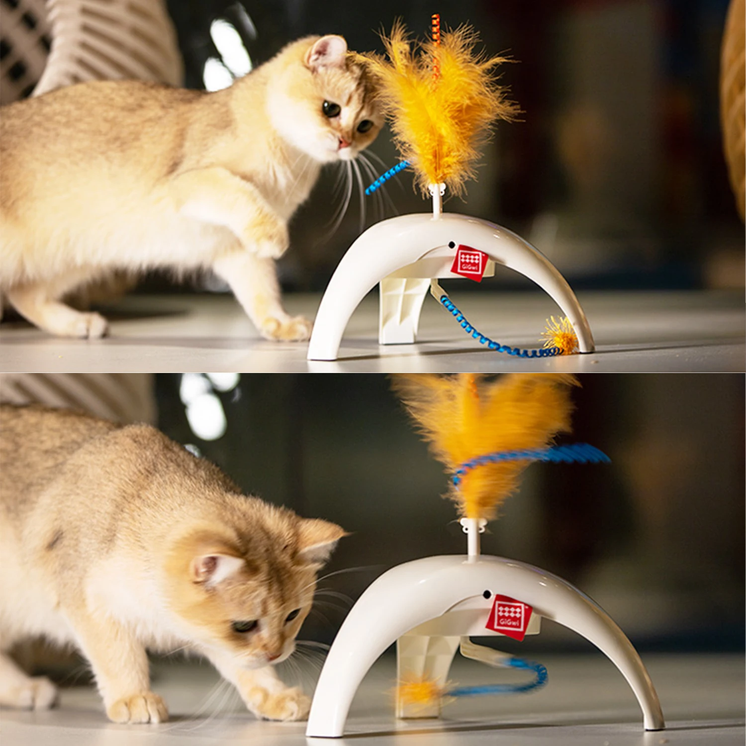 manufacturer smart cat toys feather and ribbon moving playing funny cat toys