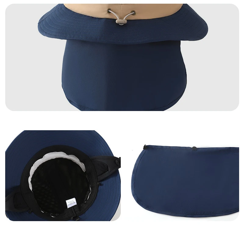 Surf bucket hat fishing hat hiking unisex adjustable chin strap adult fisherman surfing bucket hat with neck cover