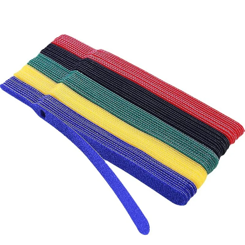 Colorful Fastening wraps tape double side adjustable self locking back to back hook and loop cable tie strip