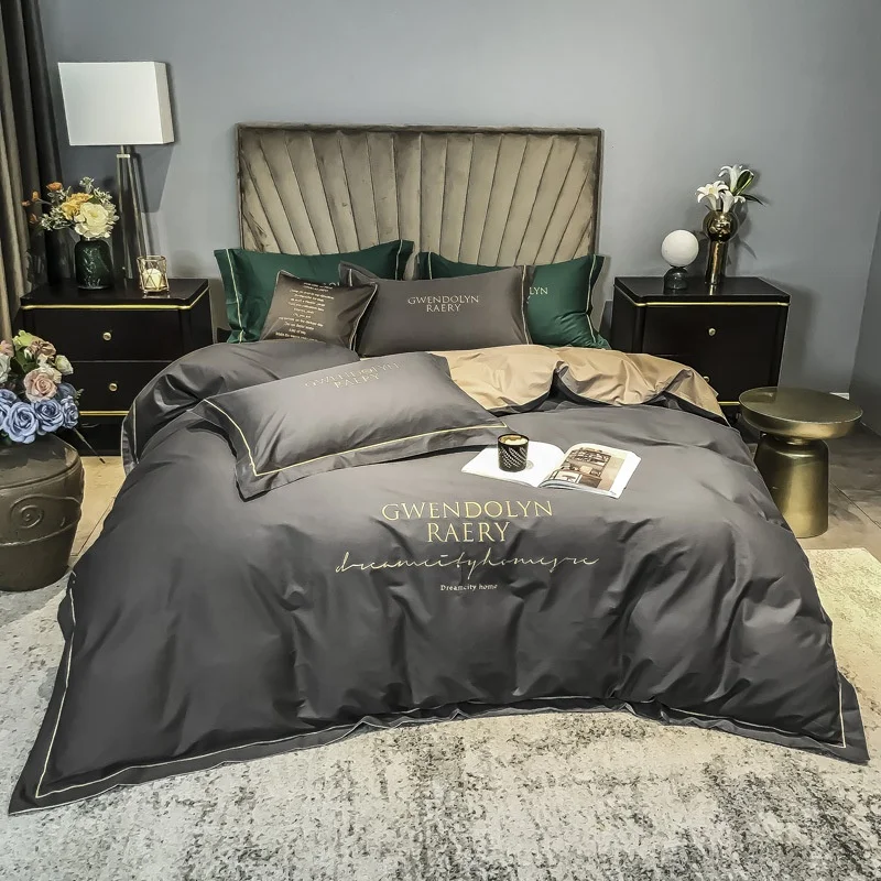 
Factory direct sell modern simple design 4 piece 100% cotton king size comforter duvet cover bedding set 