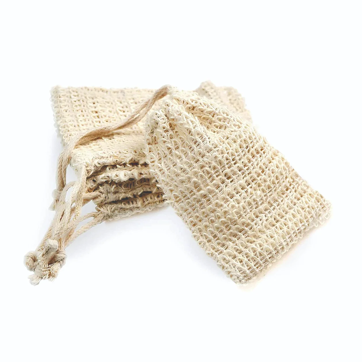 Soap Saver Bag Natural  Exfoliating Pouch for Foaming and Drying  Bars Shower  (13.5 x 9 cm, Beige)
