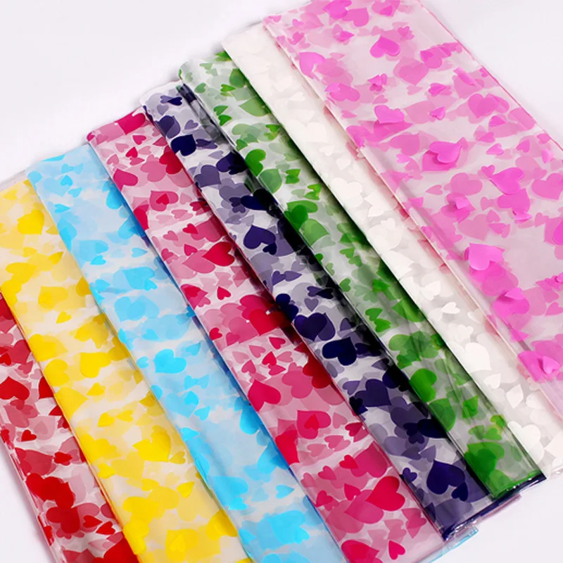 
Flower Wrapping Paper Cellophane Peach Heart Glass Paper OPP Waterproof Material Gift Wrapping Paper Wholesale 