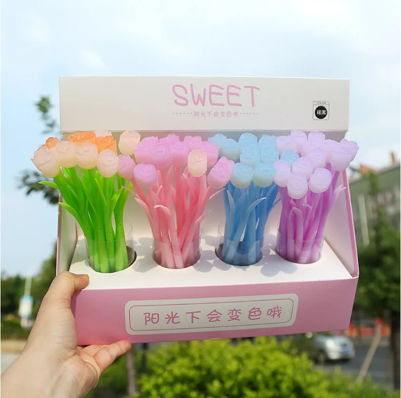 Creative Small Fresh Rose Flower Color Change in the Sun Soft Gel Pen Tulip Fower and