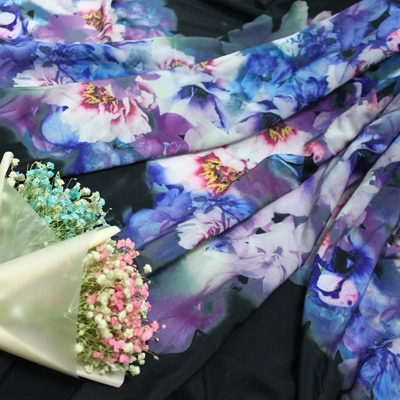 
Chiffon Fabric Dresses New Design 100 Polyester Crepe De Chine Stretch Crepe Car Bag Umbrella Customized Anti GSM Technics Color 