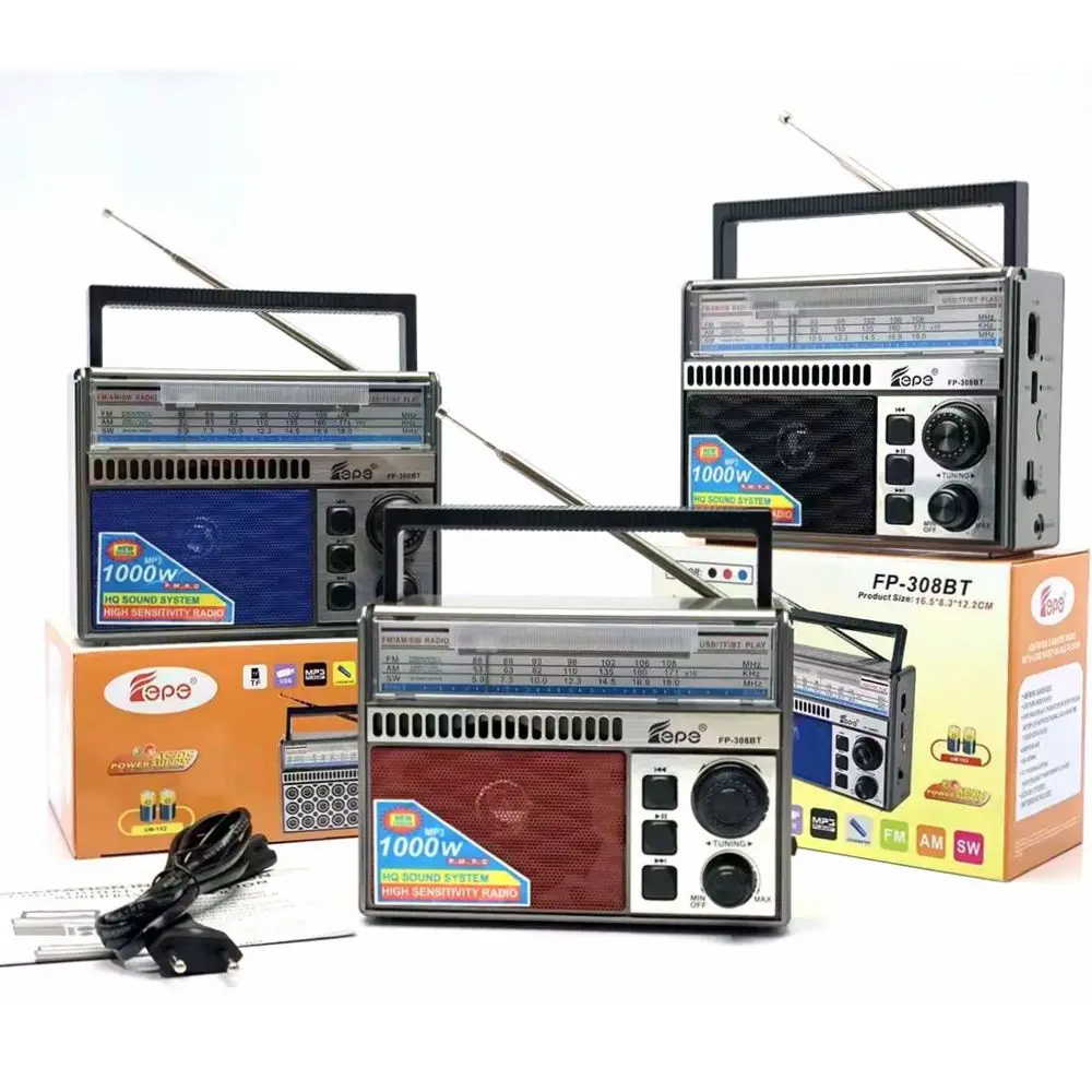 Перезаряжаемые AM FM радио многополосные FP-308BT портативный am fm ЕО 3 USB Радио AC USB Радио