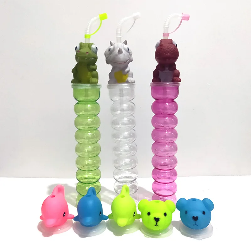 Party Disposable Juice Long Neck Bottle Slush Plastic Yard Cups with Straw