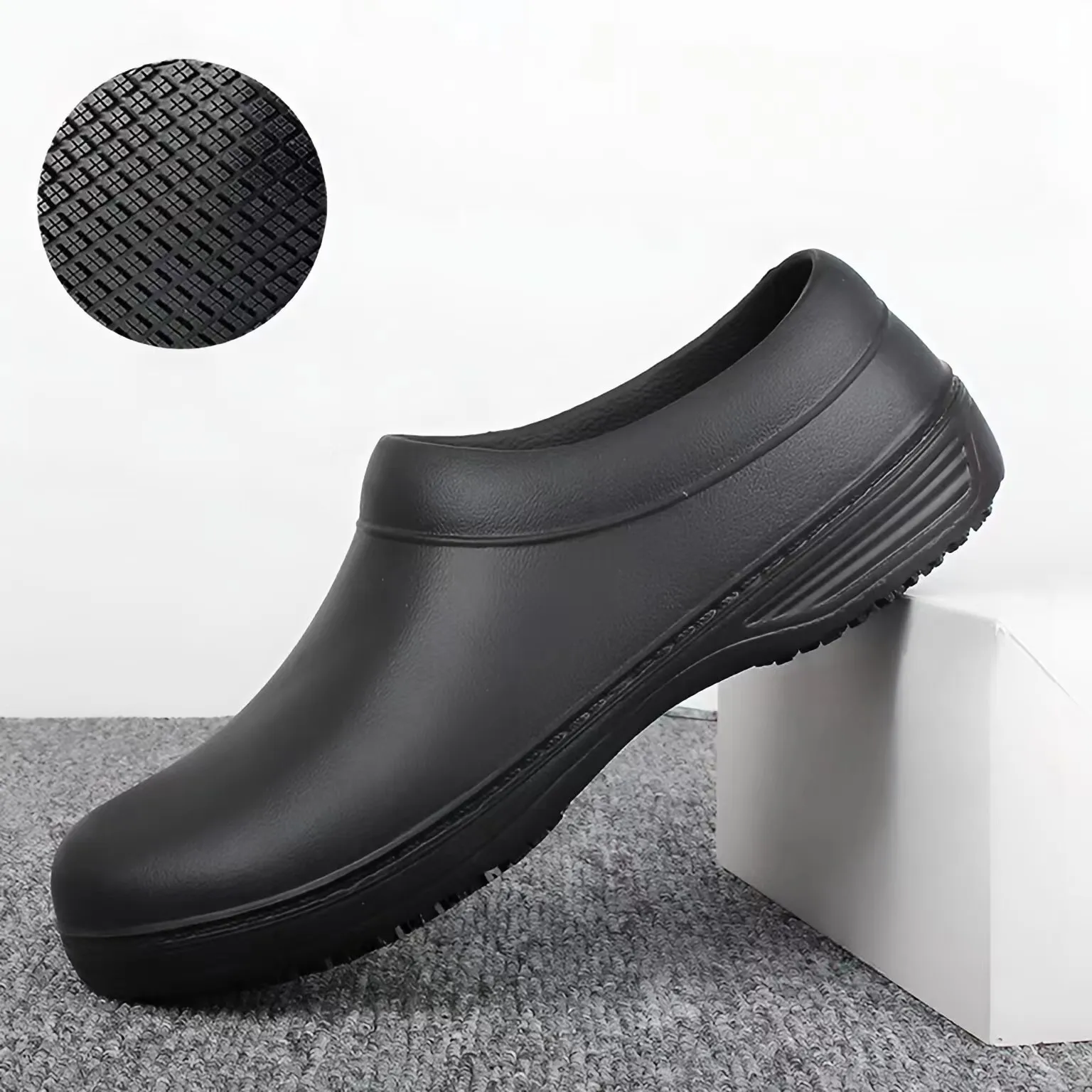 Hot Sales Eva European Latest Style Wholesale High Quality pedicure black slippers men women mule clog no holes with strap