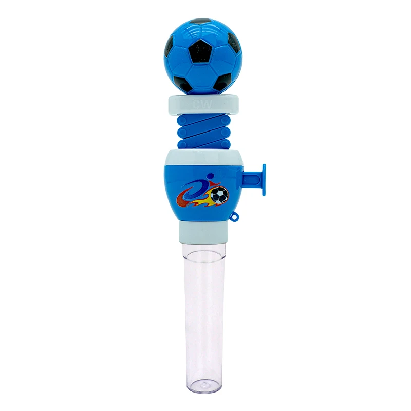 kids interactive sport candy toy Telescopic Spring Manipulator soccer Toy candy novelty football sugar tube