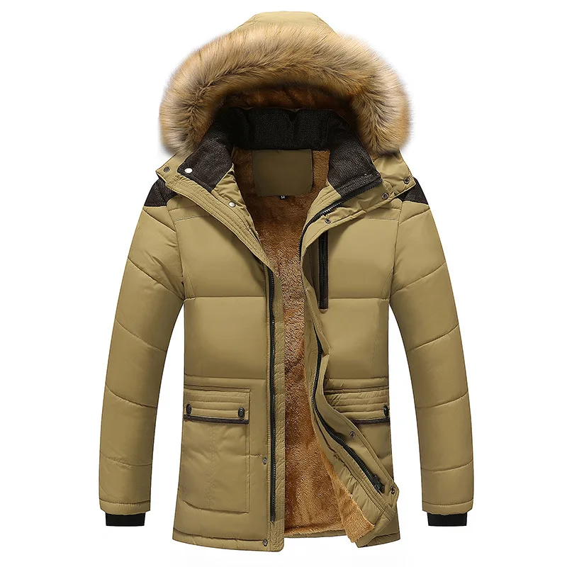 M-7XL Fur Collar Hooded Men Winter Jacket 2020New Fashion Warm Wool Liner Man Jacket and Coat Windproof Male Parkas casaco