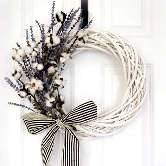 Door Wall Decor Black Halloween Natural Dried Decorative Fall Pampas Grass Hoop Plant Flower Wreath