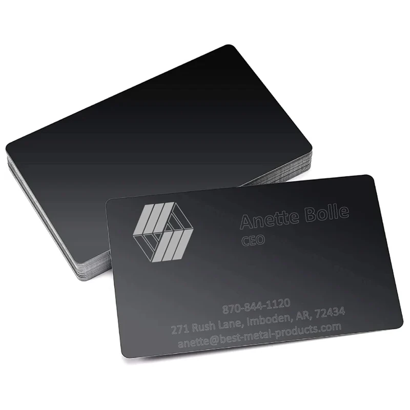 High Quality Luxury Customized Metal Business Card/Stainless Steel Card/Blank Black Card With Free Design And Sample
