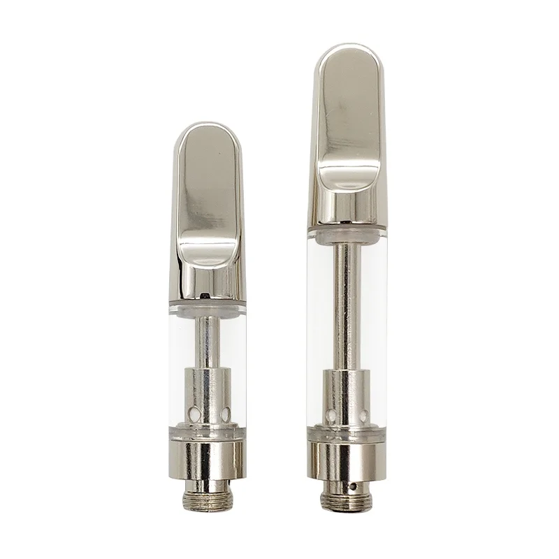 Metal empty cartridges Glass flat silver tip oil cart Leakproof Disposable Vape Pen