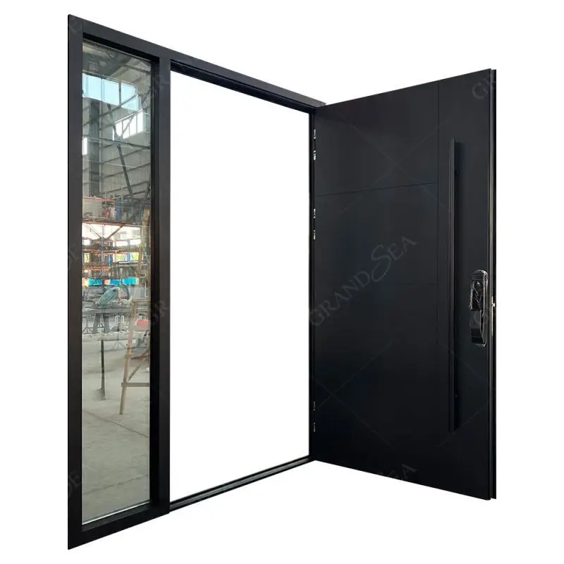 Luxury Exterior Main Entrance Aluminum Pivot Front Door Modern Entry  Stainless Steel Pivot Doors for house