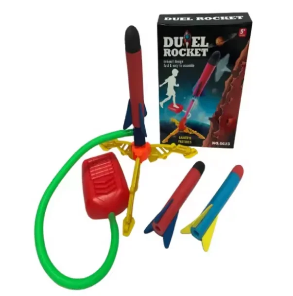 Educational air pump shooting launcher toy soft foam flying stomp rocket for kids