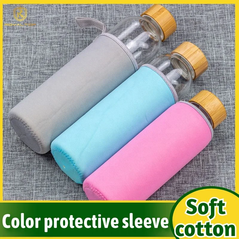 Super Clear 550ml borosilicate Glass Water Bottle Portable Gym Drinking Water Bottle with bamboo wood lid and custom Logo