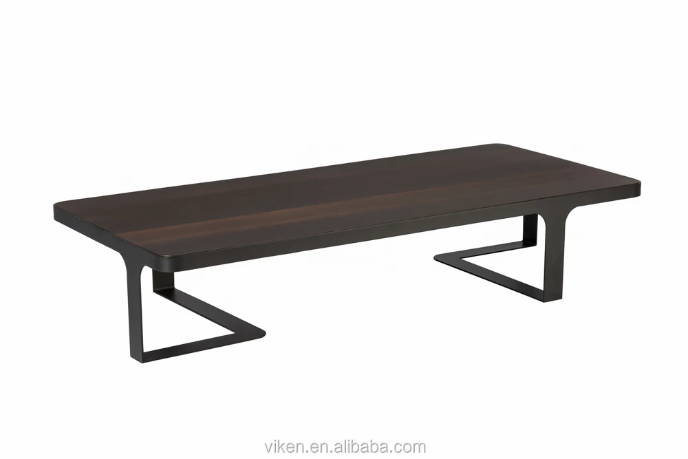 Modern ideas unique design rectangular for living room with metal base walnut coffee table