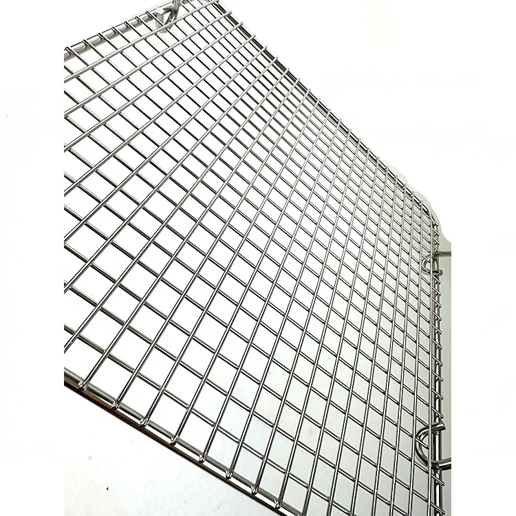 hot sale BBQ grill net with handle stainless steel square net for BBQ
