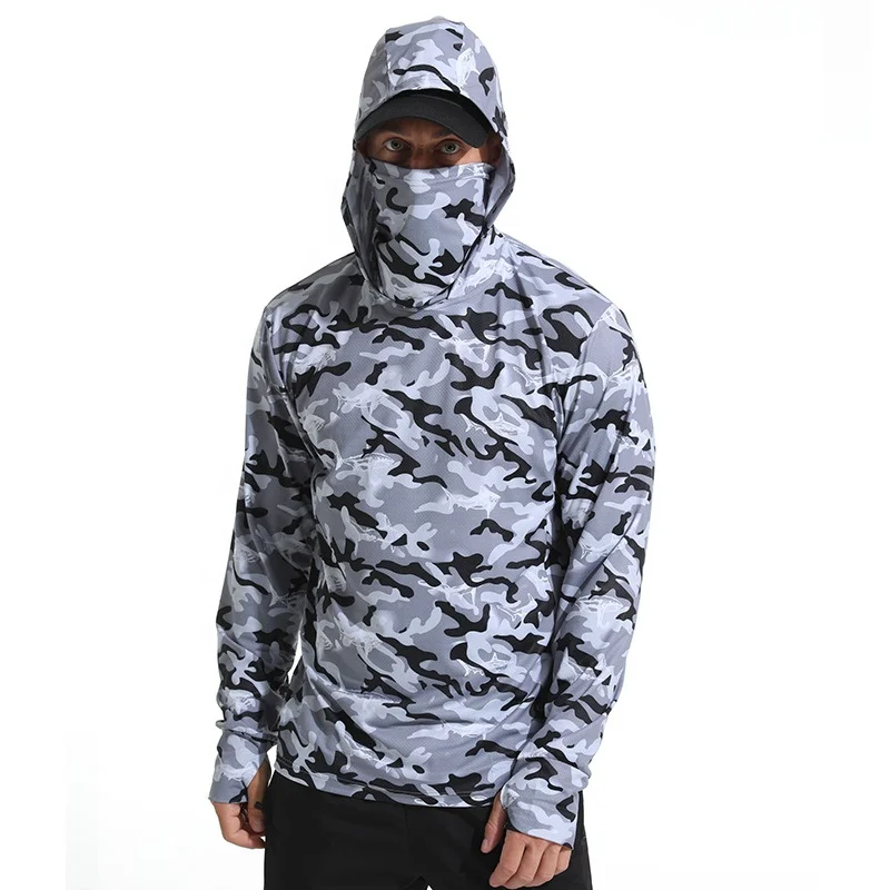 Sublimation custom printing fishing jersey  Upf50+  long sleeve fishing sun protection face mask hoodie